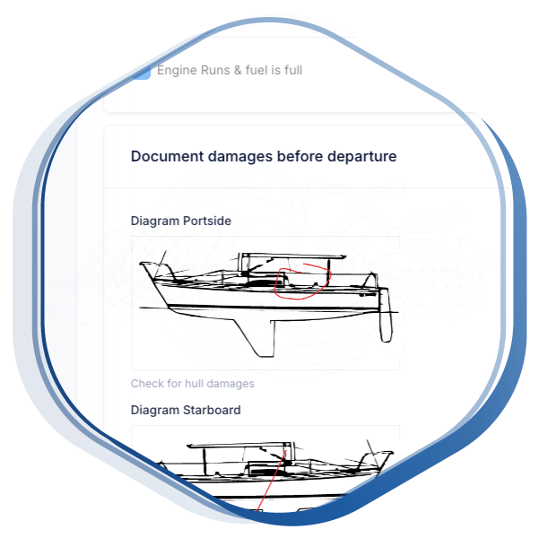 Example of damage annotation on a digital diagram
